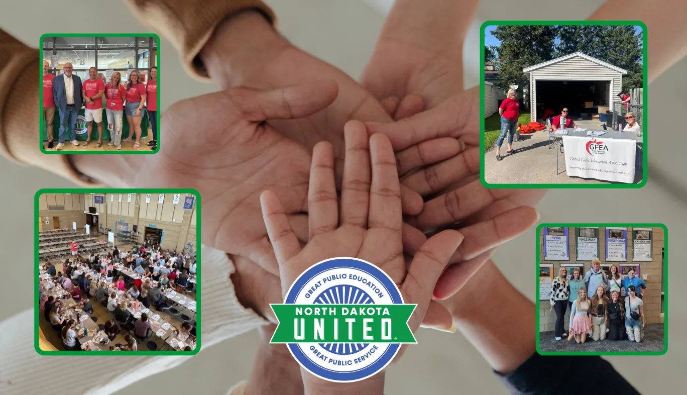 Compilation of membership photos over top a background depicting multiple hands together in a circle.