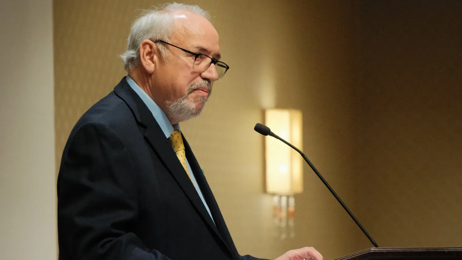 North Dakota United President Nick Archuleta delivers opening remarks during the 2026 North Dakota United Delegate Assembly in Bismarck.