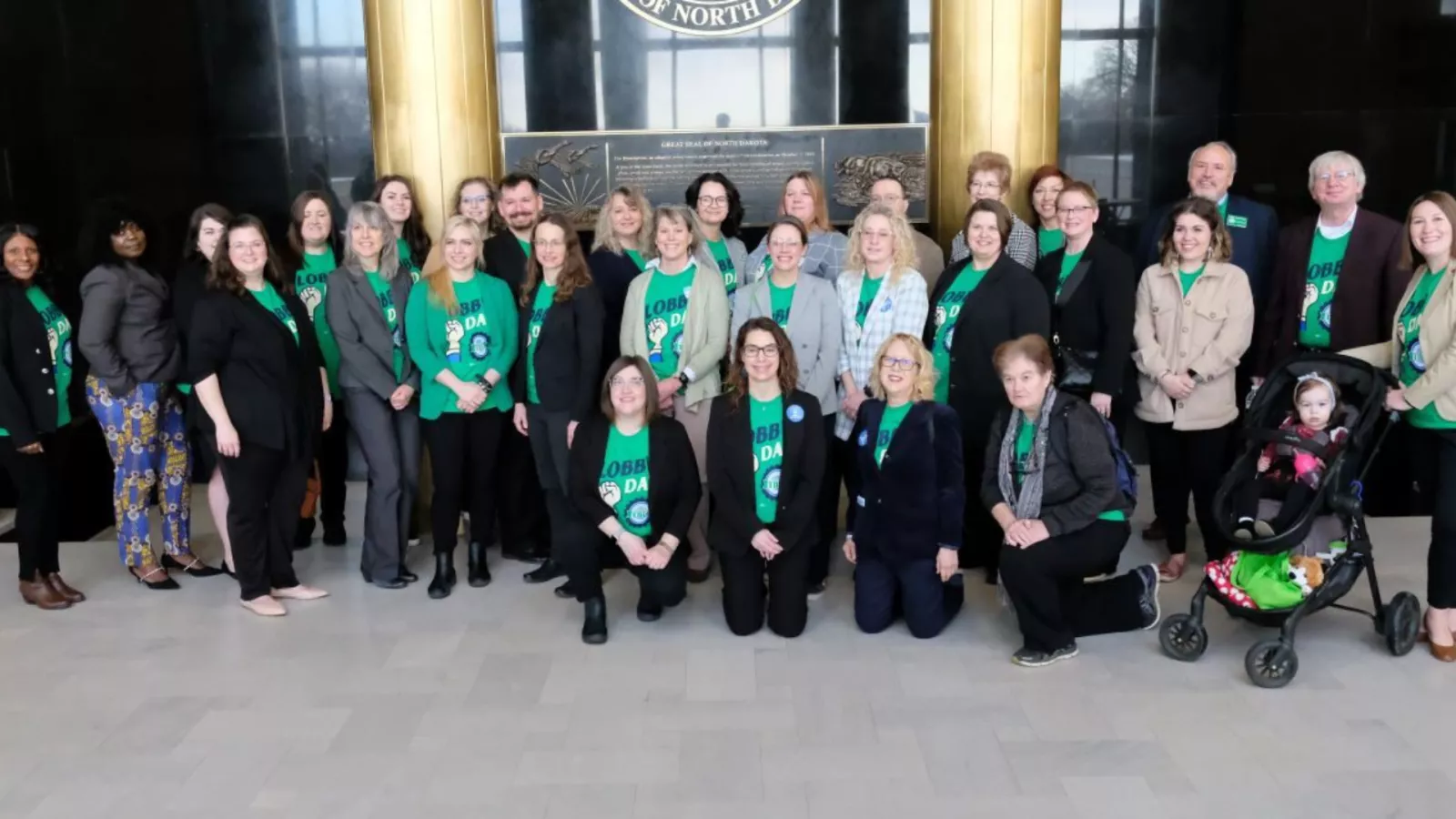 group of teachers gathered at the ND capitol