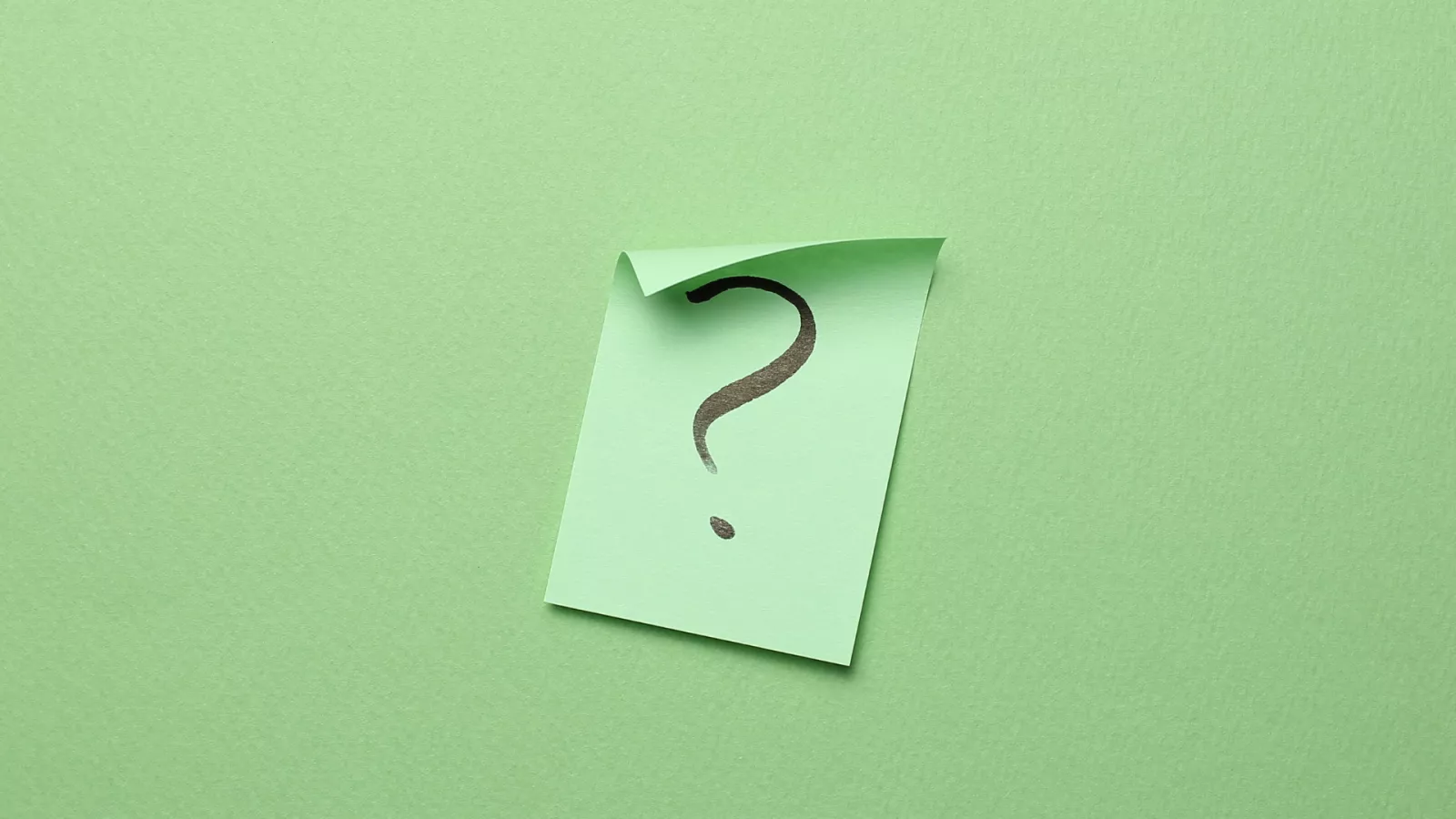 green question mark sticky note