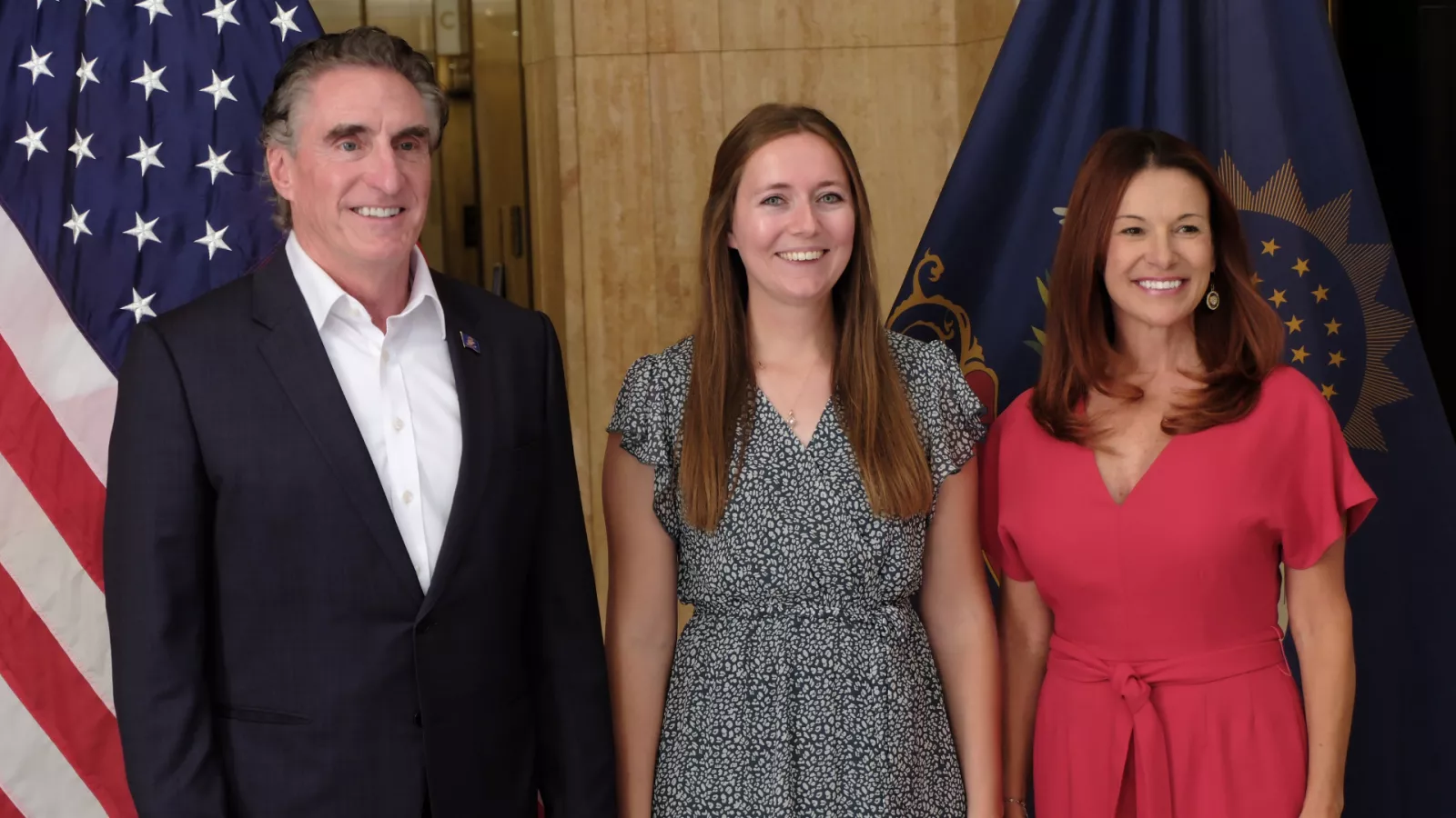 ND TOY finalist, Kayla Tatro, standing with Governor Burgum