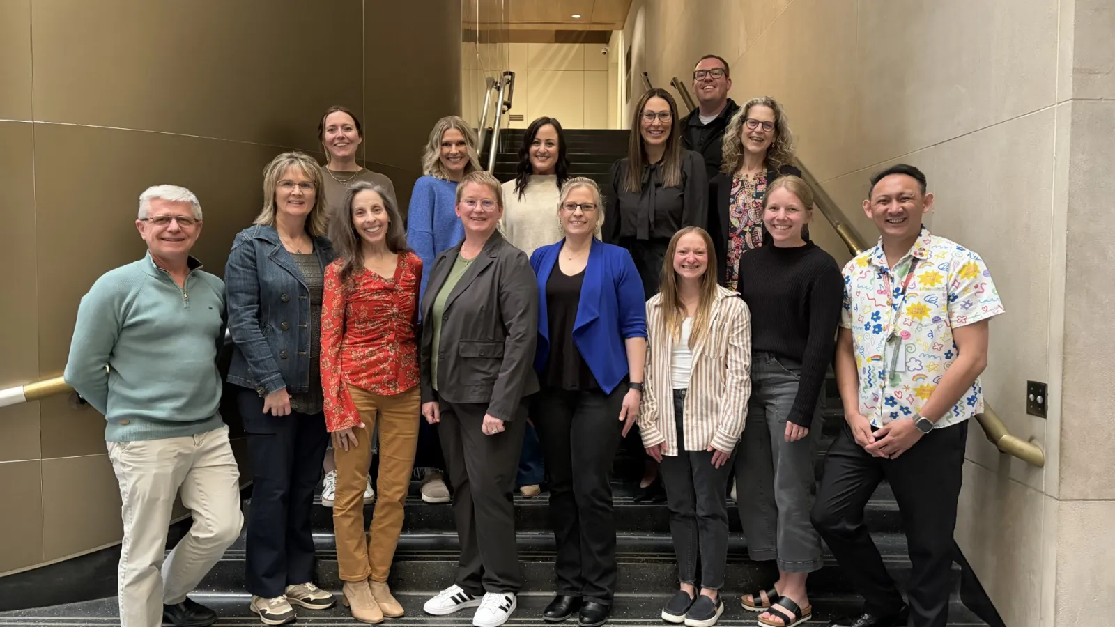 Members of the North Dakota State Teachers of the Year chapter stand together for a photo in the state Capitol.