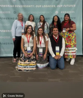 Members of the United Tribes Technical College Student Education Association pose for a group photo during the National Indian Education Association Convention, where they participated in professional learning and networking opportunities.