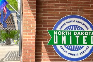 image of ndu logo ouside of office