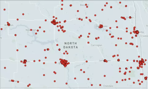 map of north dakota